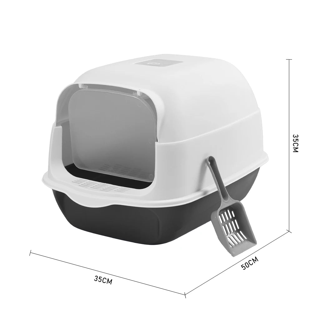 Voltsify Detachable Cat Litter Box with 180° Flip-Top & Scoop & Deodorant, 35cm W x 50 cm D x 35 cm H - PrimeNest