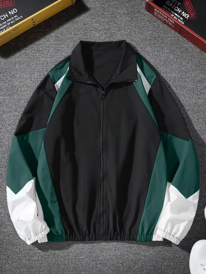 Men's Colour-Block Windproof Jacket