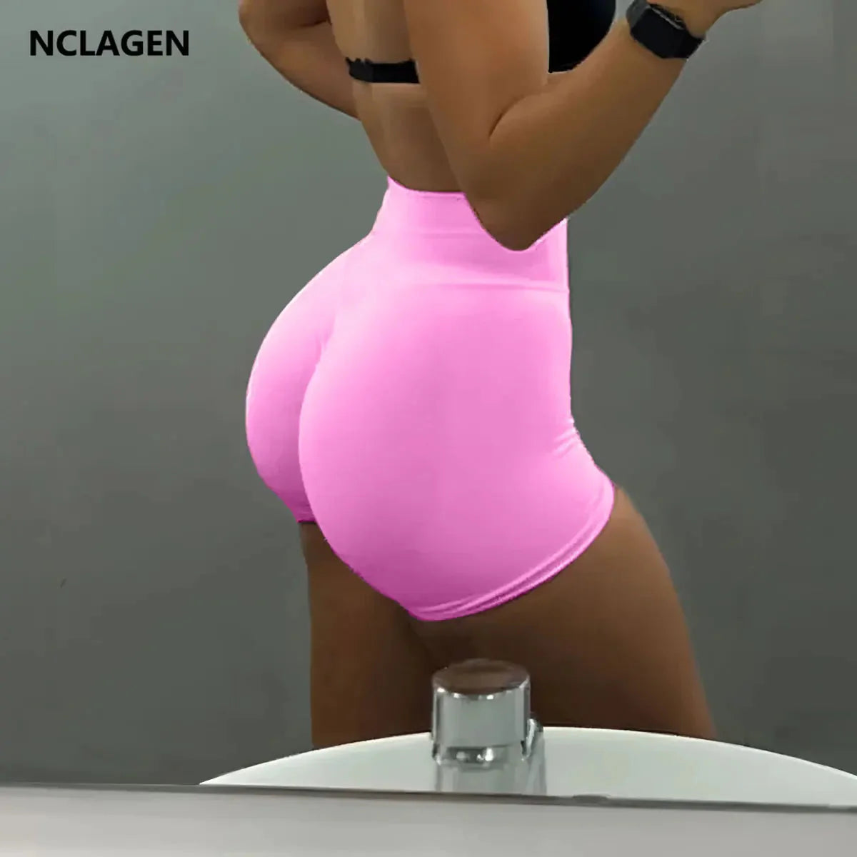 NCLAGEN Seamless Shorts 4.5" Gym Shorts Woman Scrunch Butt Fitness Sports Short Workout Seamless Leggings Running Yoga bottoms-0
