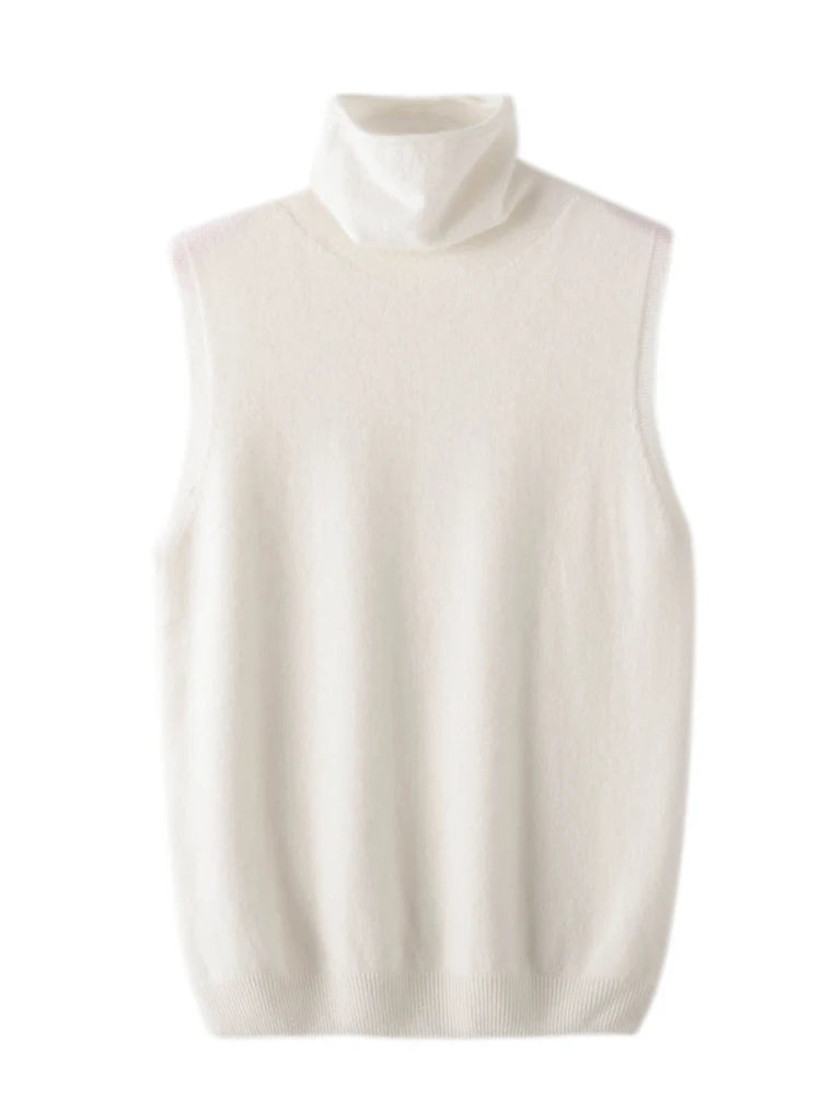 Merino Wool Sleeveless Turtleneck Vest