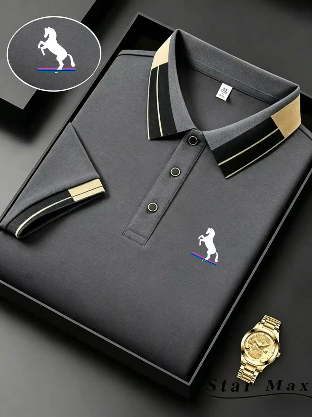 Men's luxury short sleeve polo shirt with horse embroidery Milan style summer casual t shirt men business brand clothing