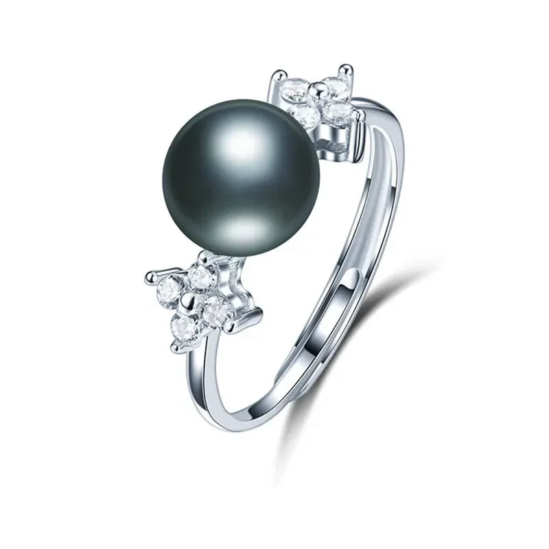 YWYC Freshwater Cultured Pearl 925 Sterling Silver Rings for Women Open Adjustable Rings Jewlery Gift Wholesale