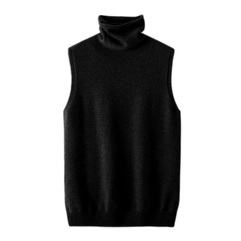 Merino Wool Sleeveless Turtleneck Vest