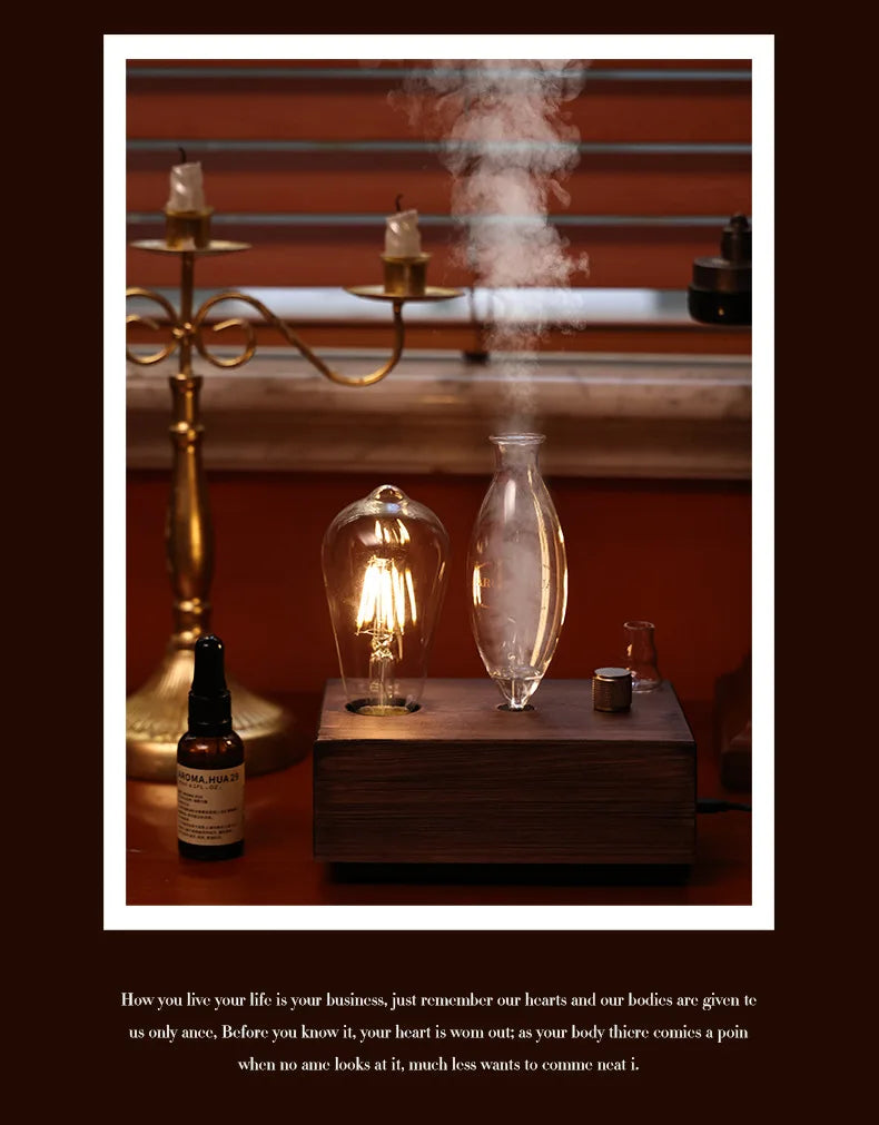 Aroma Diffuser Vintage Tungsten Filament Lamp Aromatherapy Machine Humidifier Lighting Sandalwood Pure Essential Oil Diffuser