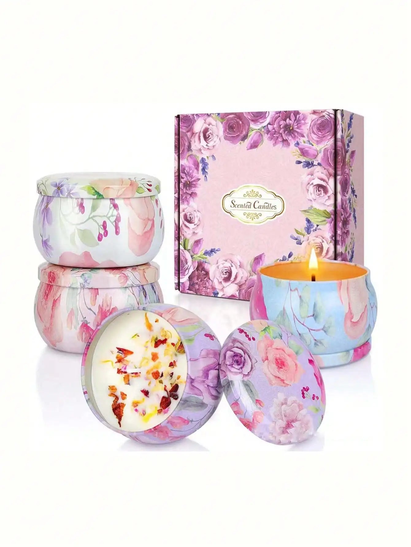 4 cans/set of hot melt wax aromatherapy set, homemade soy candle cups, flower candles for weddings and holiday decorations