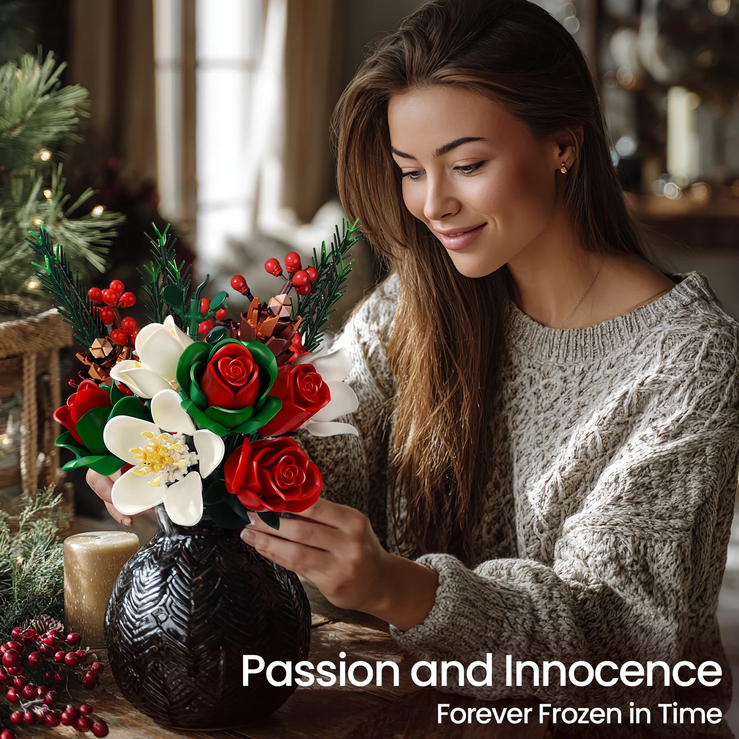 Christmas Roses Bouquet Building Blocks