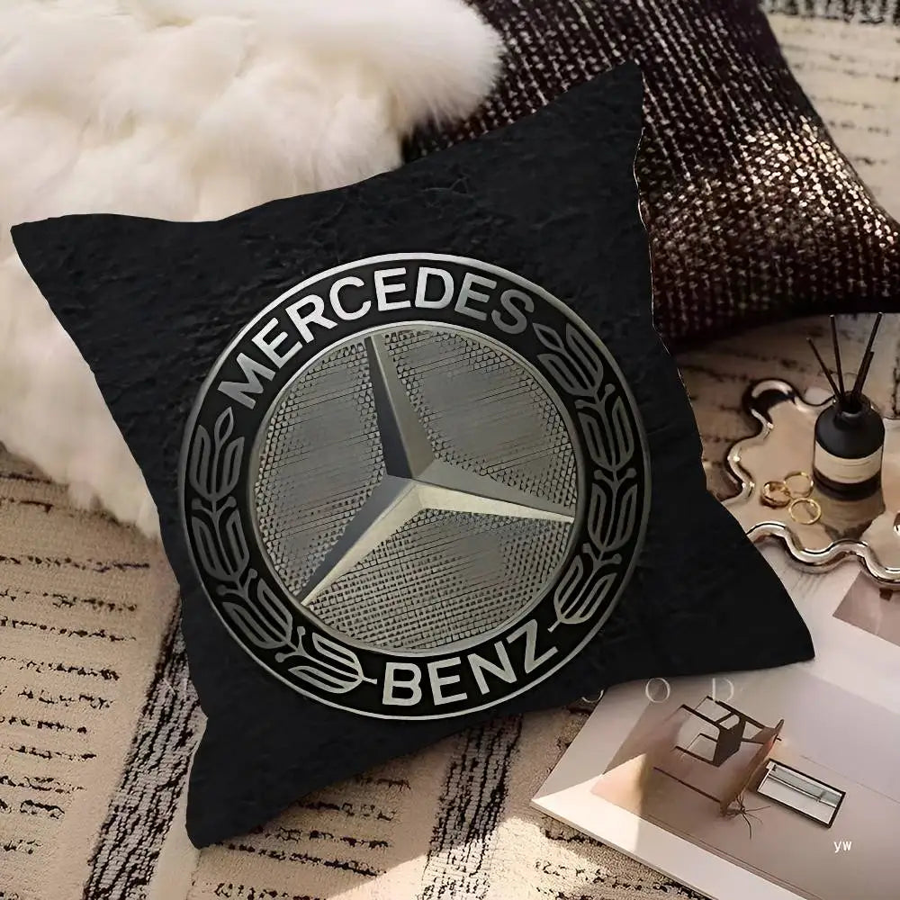 M-Mercedes-Ben-zs Logo Pillow Covers Cartoon Sofa Decorative Home Double-sided Printing Short Plush Cute Cushion Cover