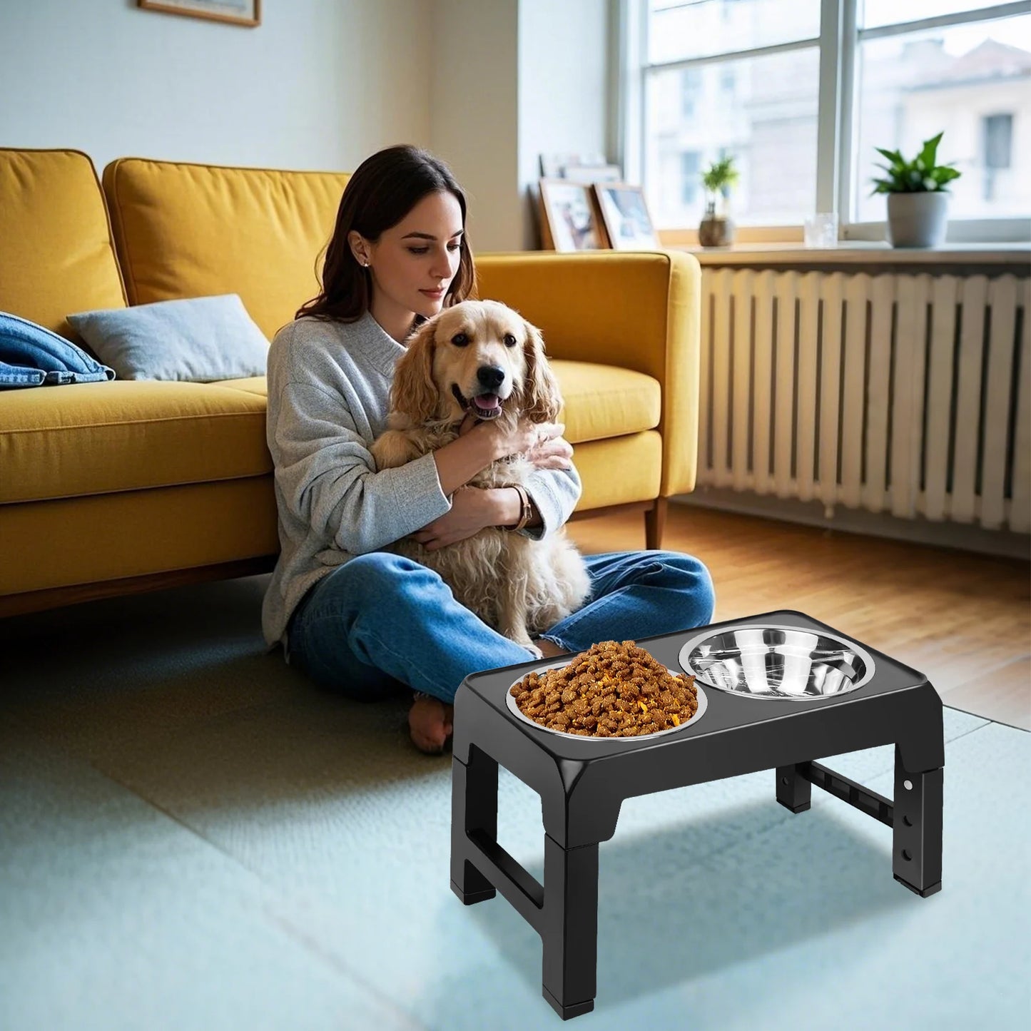 Height-Adjustable Elevated Dog Bowl Stand