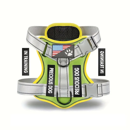 Reflective Dog Vest Harness with 5 PCS Patches Service Dog Harness Adjustable Soft Oxford Pet Harness