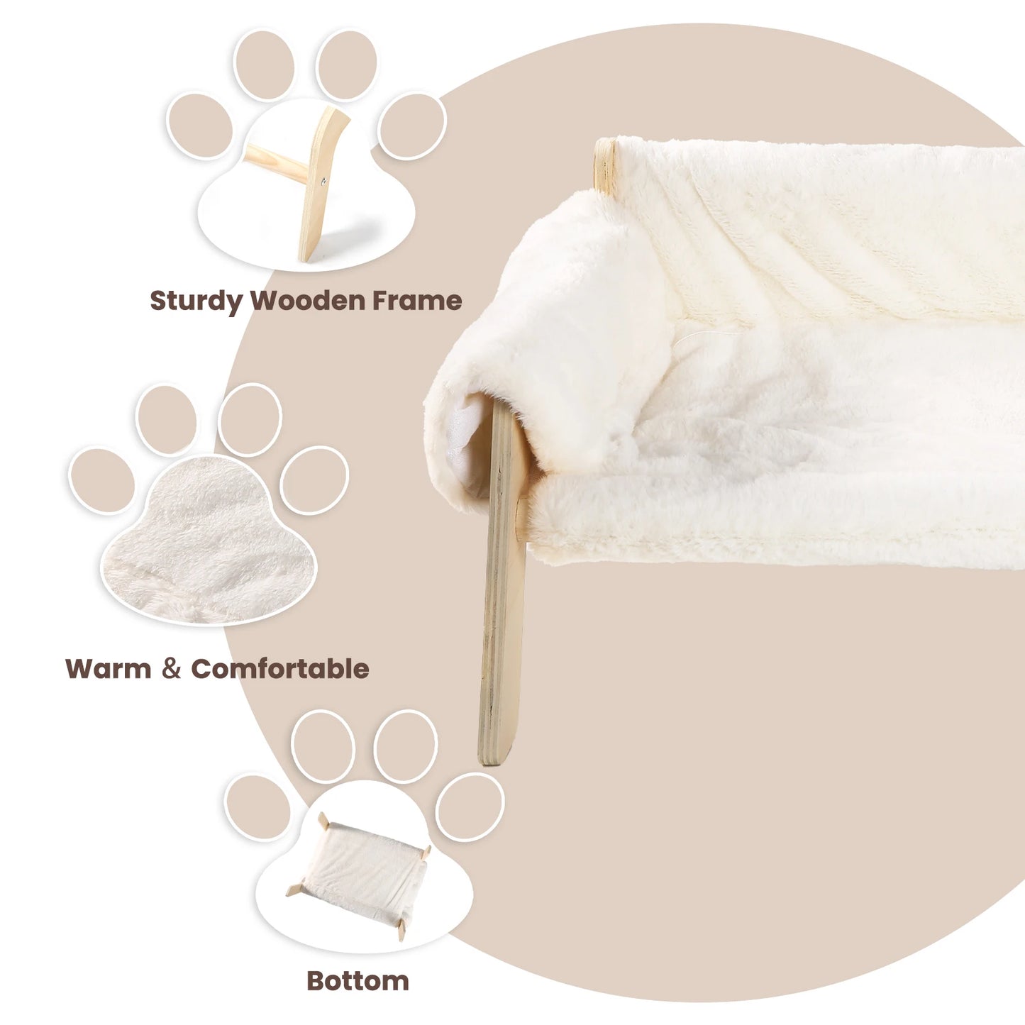 Raised Plush Cat Sofa Bed with Wooden Legs