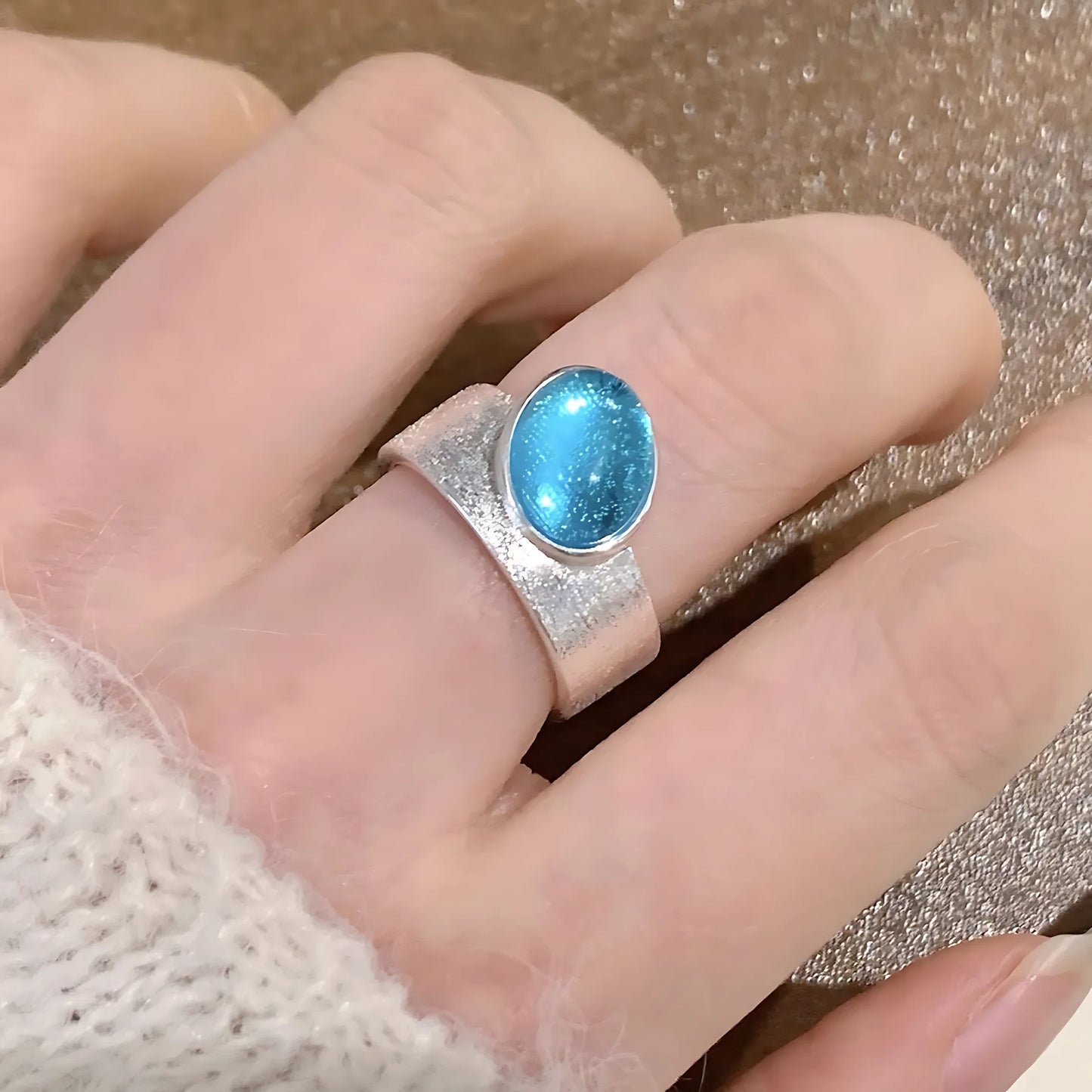 PANJBJ 925 Sterling Silver Hotan Jade Geometric Ring for Women Girl Adjustable Retro Delicate Jewelry Birthday Gift Dropshipping