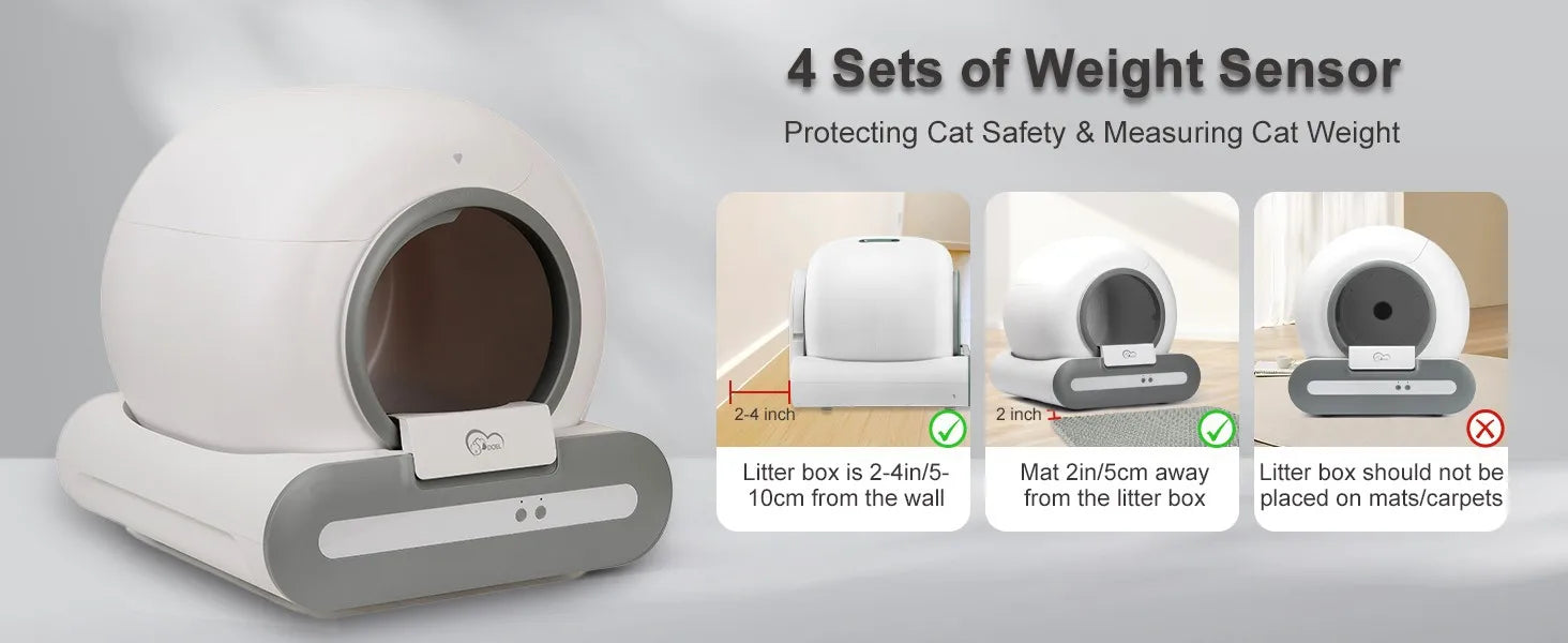 DOEL 65L Self-Cleaning Cat Litter Box App Control, ONLY Supports 2.4G WiFi w/Litter Mat&Trash Bags, Fit for Tofu & Mixed Litter - PrimeNest