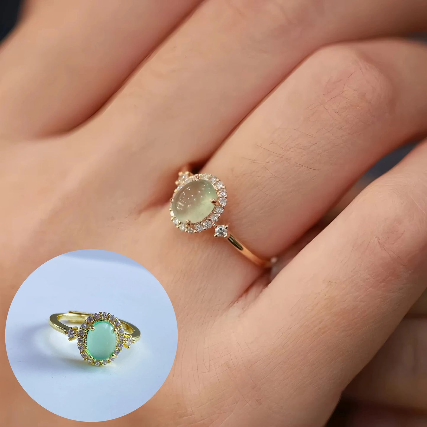 PANJBJ 925 Sterling Silver Hotan Jade Geometric Ring for Women Girl Adjustable Retro Delicate Jewelry Birthday Gift Dropshipping