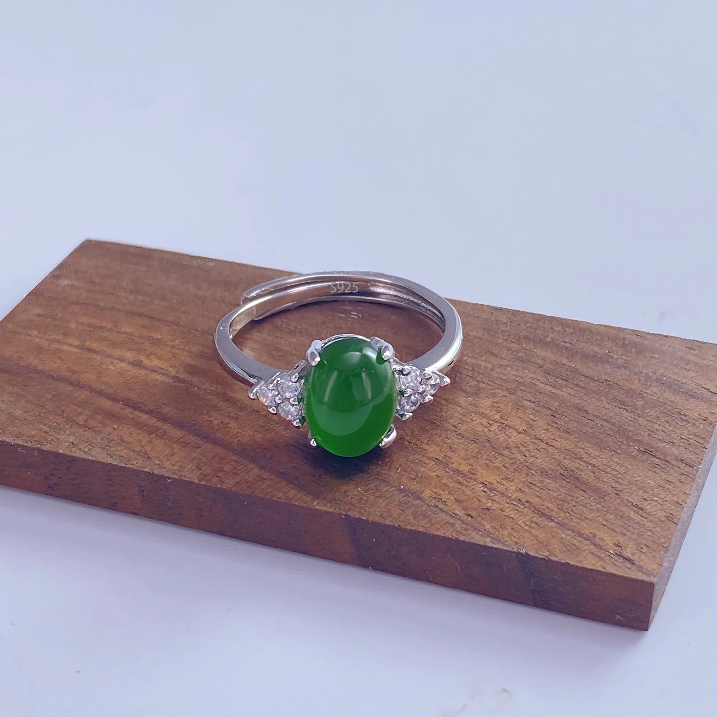 PANJBJ 925 Sterling Silver Hotan Jade Geometric Ring for Women Girl Adjustable Retro Delicate Jewelry Birthday Gift Dropshipping