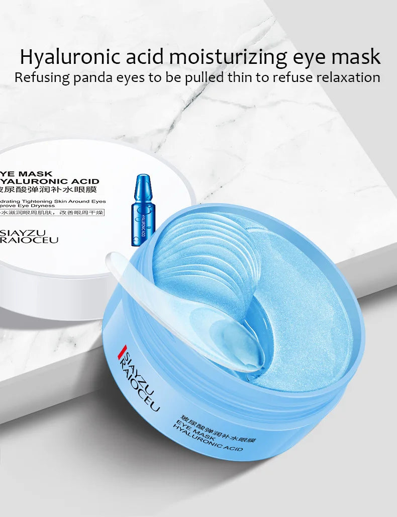 60pcs Hyaluronic Acid Crystal Collagen Eye Mask Anti Dark Circles Remove Eye Bags Moisturizing Firming Eye Patches Skin Care - PrimeNest