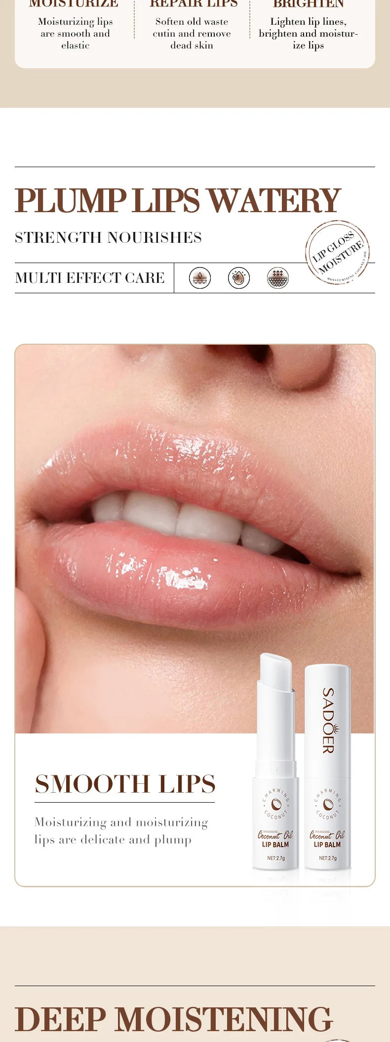 Coconut Lip Balm - Lasting Nourishment and Moisture for Men and Women - Daily Care Lip Balm - PrimeNest