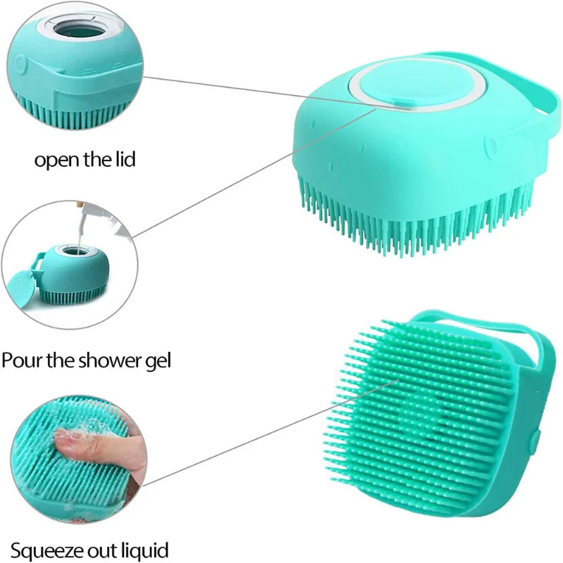 Pet Bathing Brush Soft Silicone Massager Shower Gel Bathing Brush Clean Tools Comb Dog Cat Cleaning Grooming Supplies - PrimeNest
