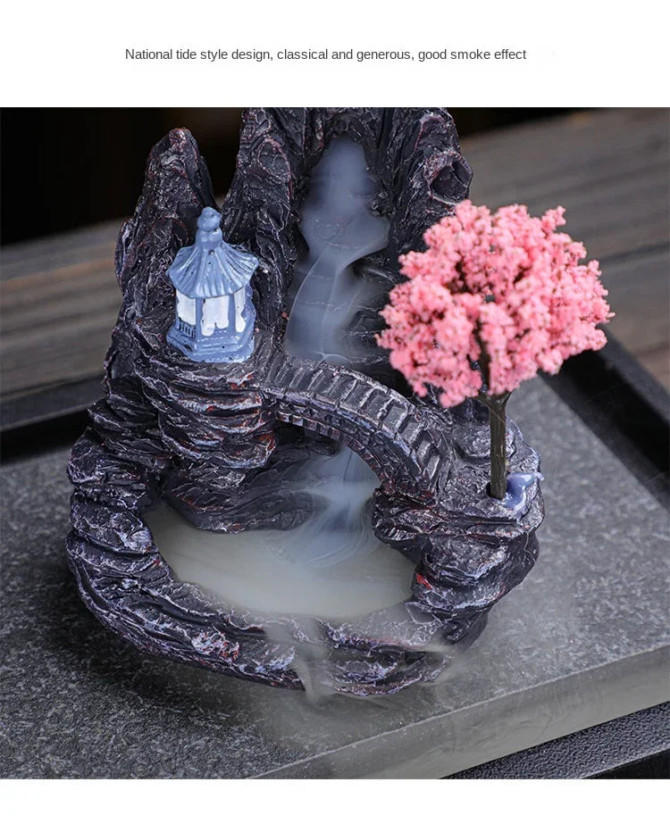Resin Reflux Incense Burner Tower Sandalwood Decoration Home Indoor Aromatherapy Mosquito Repellent Incense Burner Ornament - PrimeNest