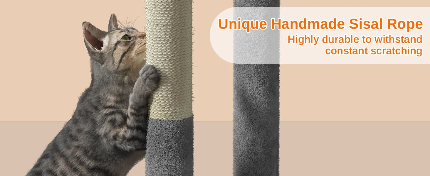 158cm Multi-Level Cat Tree with Scratching Board & Post - Stable Cat Tower with Perch, Large Pet Playhouse - PrimeNest