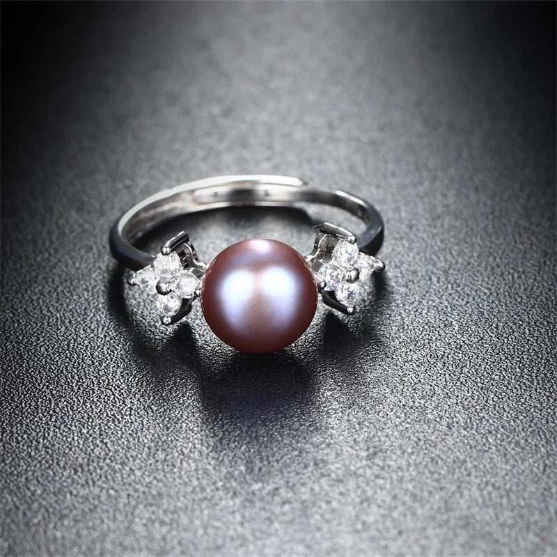 YWYC Freshwater Cultured Pearl 925 Sterling Silver Rings for Women Open Adjustable Rings Jewlery Gift Wholesale