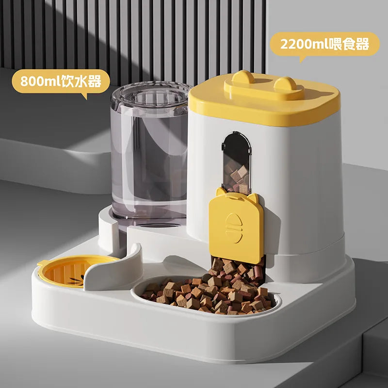 Cat Bowl Automatic Feeder with Spill Proof Design with Water Fountain Pet Food Dispenser for Small Medium Large Cats Dogs - PrimeNest