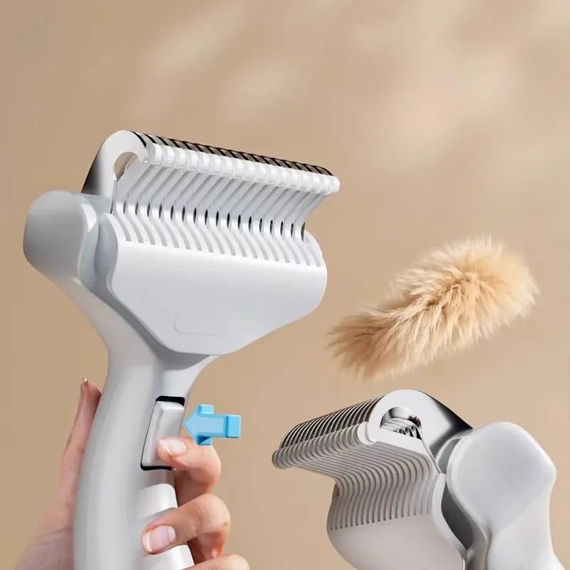 Pet Hair Removal Comb Curved Stainless Steel Teeth for Dogs Cats Detangling Brush for Long Thick Hair Professional Grooming Tool - PrimeNest