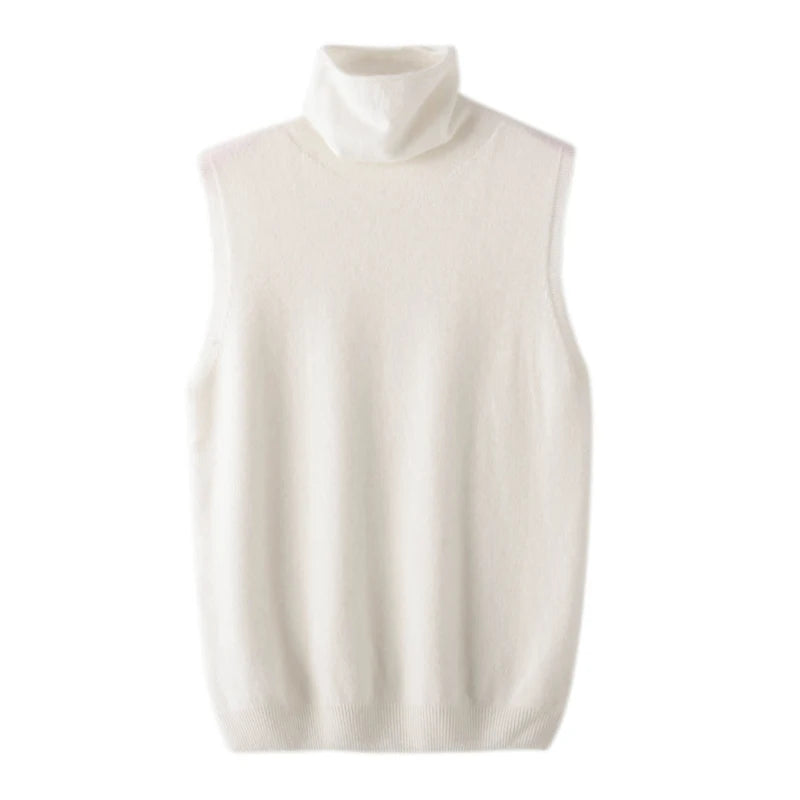 Merino Wool Sleeveless Turtleneck Vest