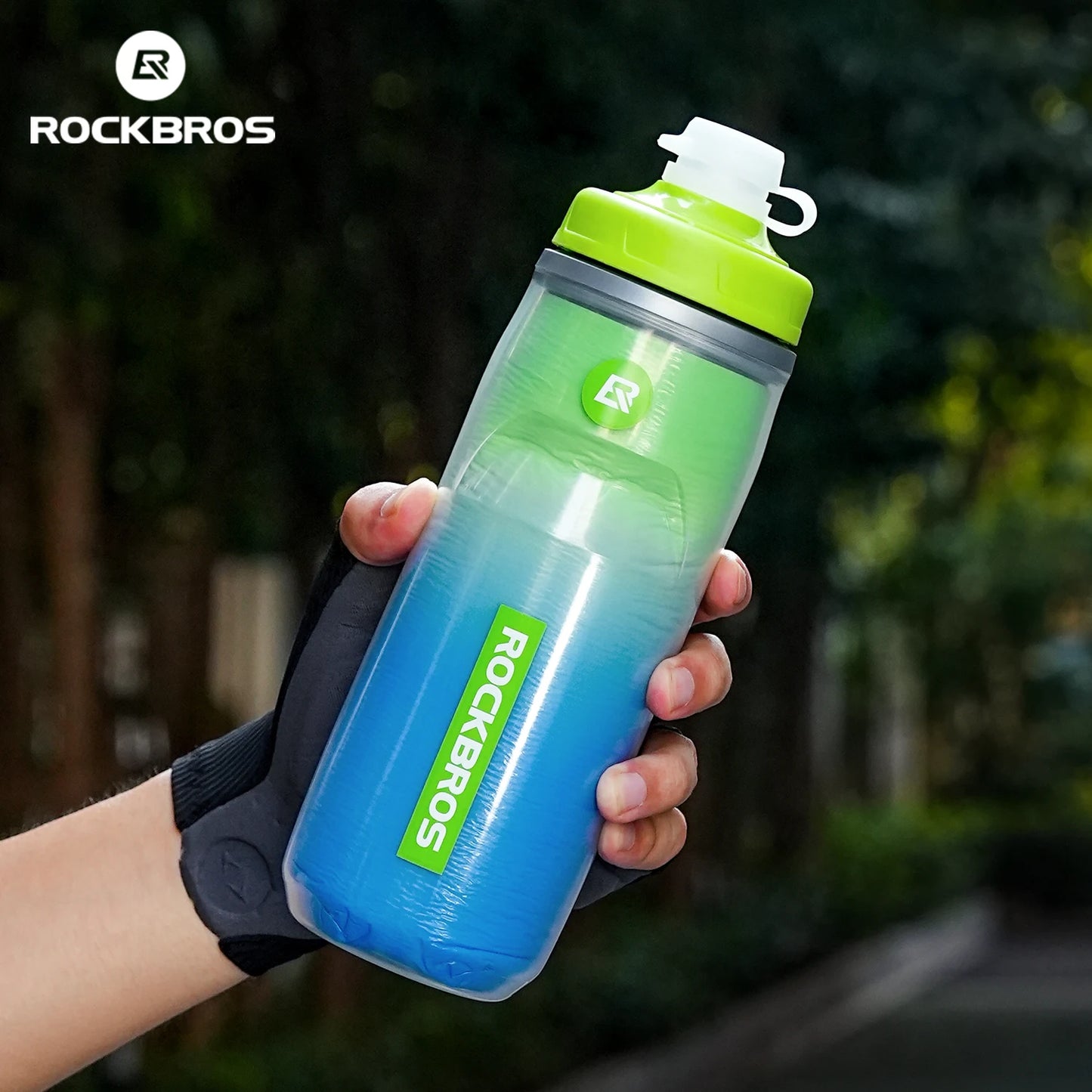 ROCKBROS Local Shipping 620ml Bike Water Bottle Cold Water Insulated Thermal Silicone Cycling Bottle Fitness Outdoor Portable Bicycle Water Kettle
