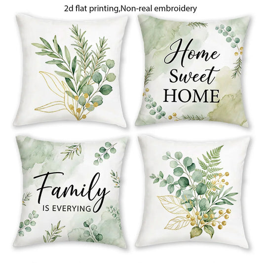 1/4pcs Watercolor Eucalyptus Family Is Everything Decorative Throw Pillow Cover Home farmhouse outdoor decoration cushion cover