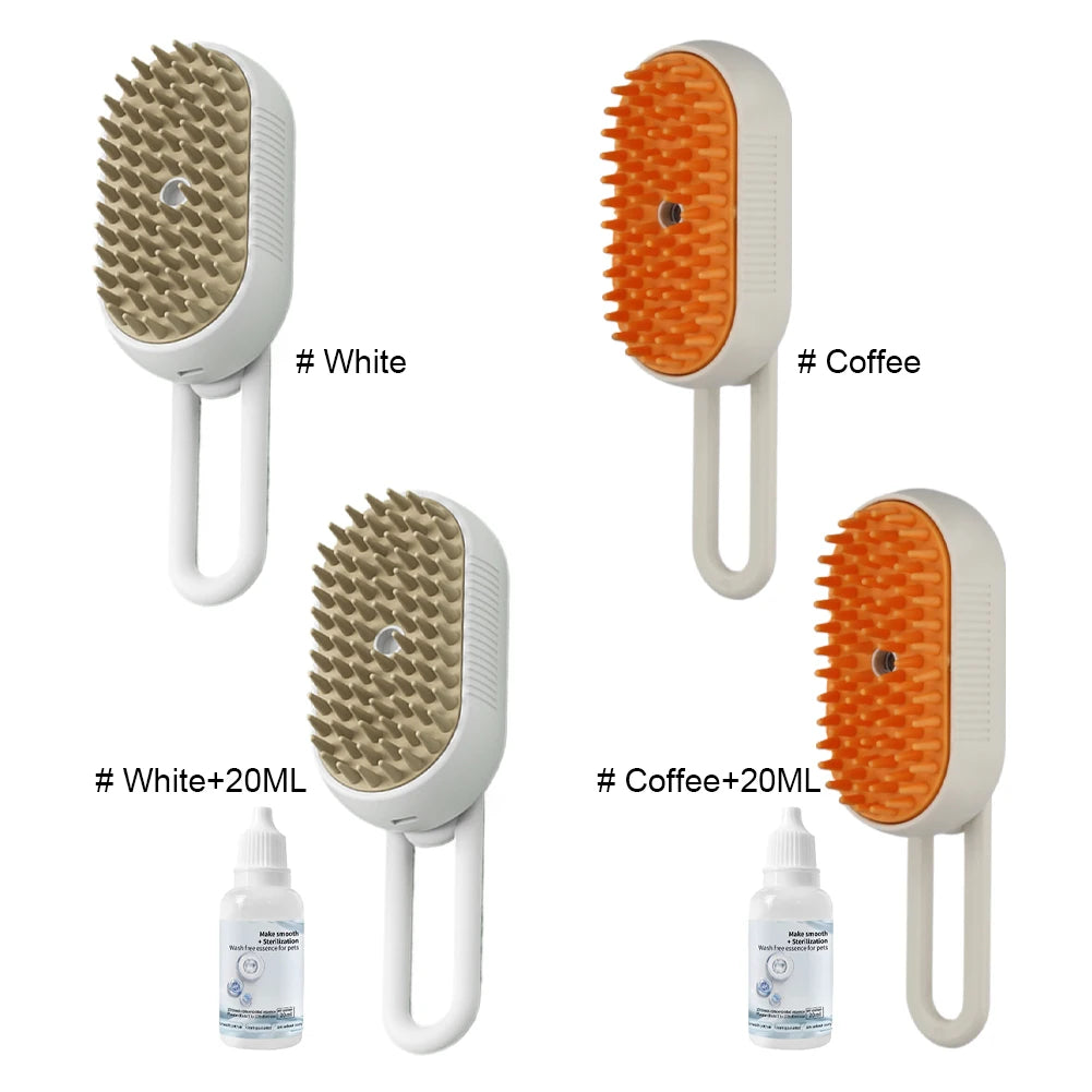 3-in-1 Dog Hair Brush Cat Hair Brush Electric Pet Cleaning Brush Steam Spray Brush Massage Hair Removal Comb Anti Flying Brush - PrimeNest