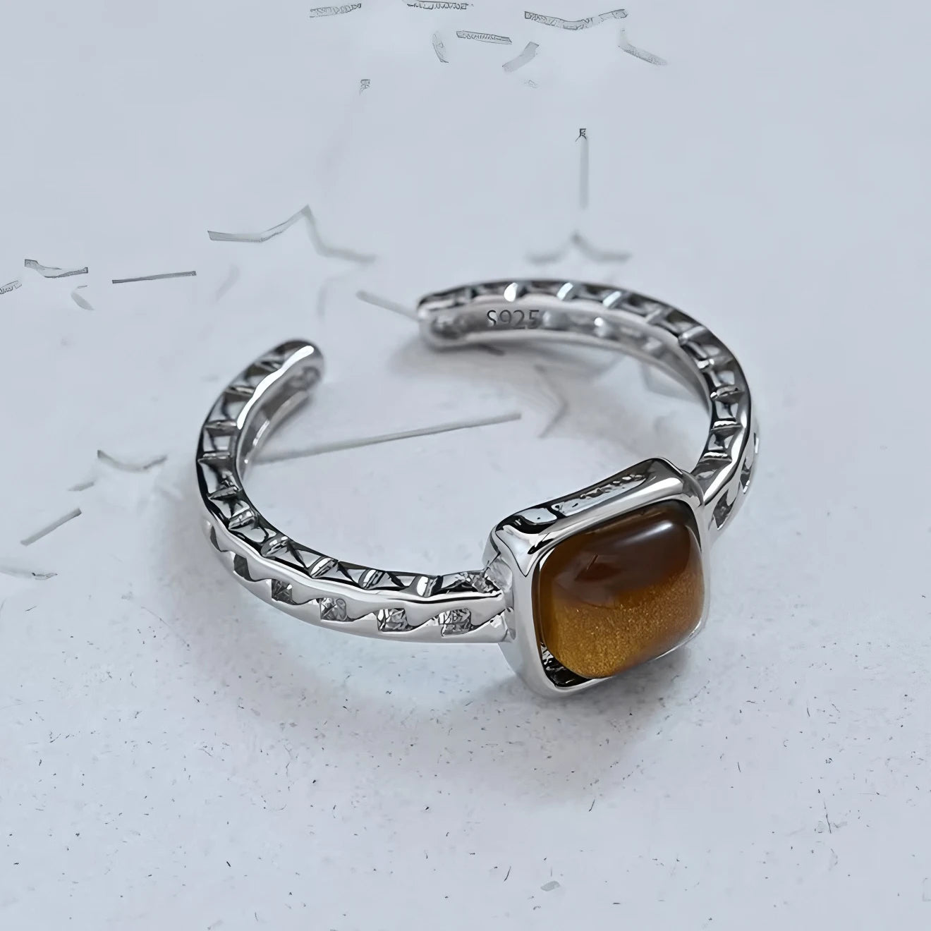 PANJBJ 925 Sterling Silver Hotan Jade Geometric Ring for Women Girl Adjustable Retro Delicate Jewelry Birthday Gift Dropshipping