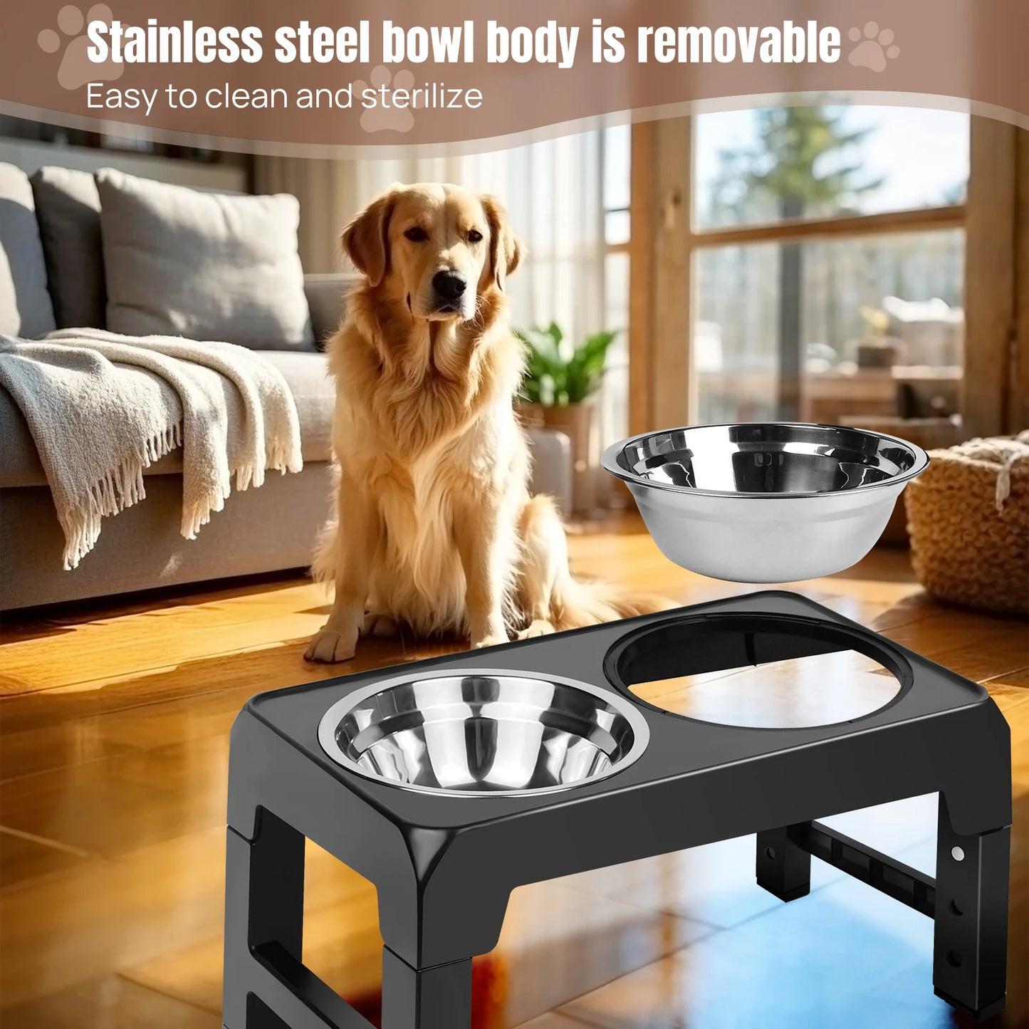 Height-Adjustable Elevated Dog Bowl Stand
