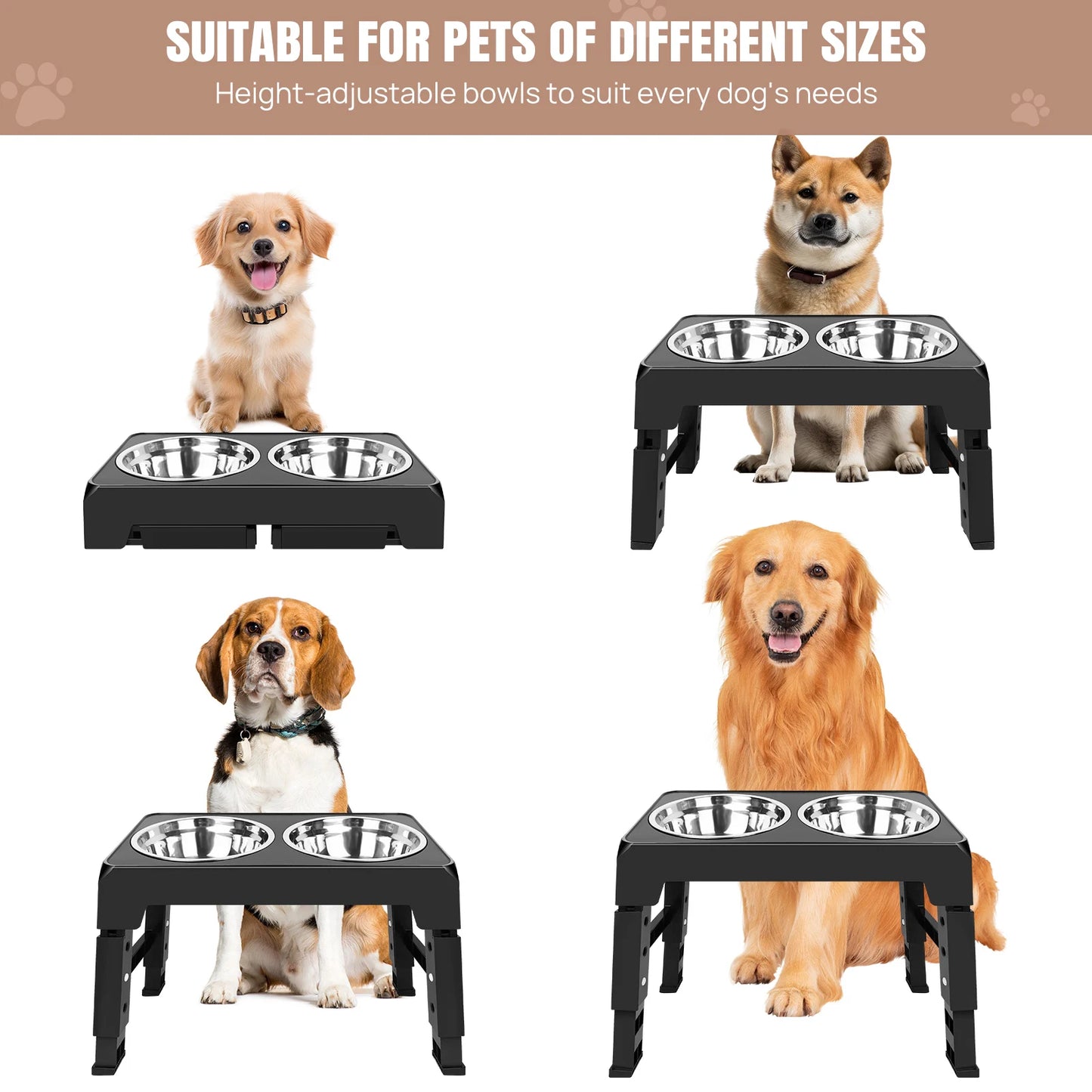 Height-Adjustable Elevated Dog Bowl Stand