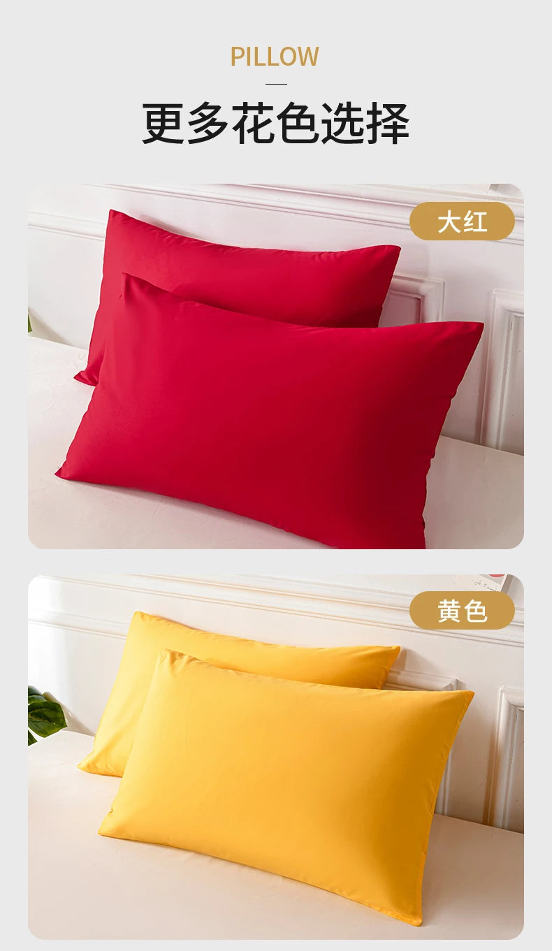 Cotton Pillowcase High-Quality Envelope Pillowcover Solid Color Bedding Sleep Pillow Case 40x40 50x90 Cushion Cover