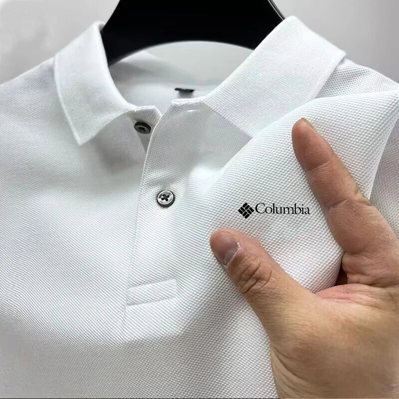 2026 Summer Must-Have Comfortable Men's Golf Shirt, Solid Color, Stylish Casual Button-Down Business Style Men's Polo Shirt