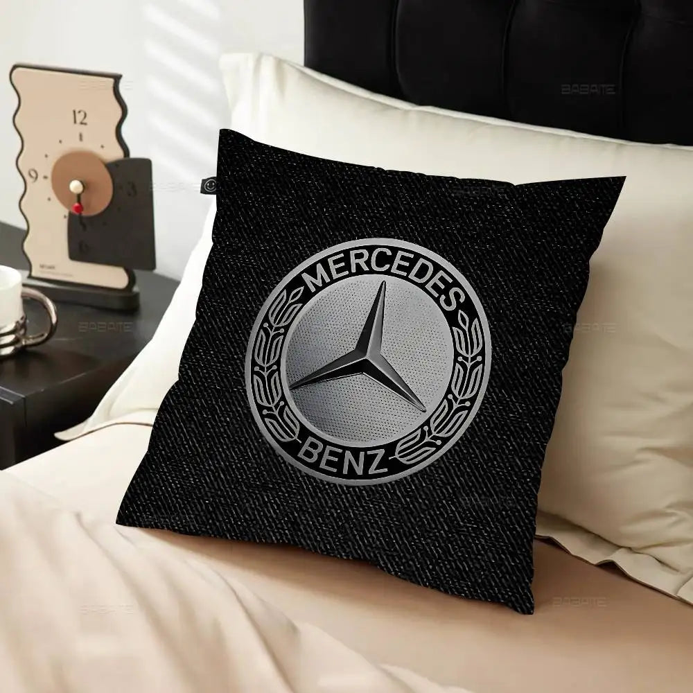 M-Mercedes-Ben-zs Logo Pillow Covers Cartoon Sofa Decorative Home Double-sided Printing Short Plush Cute Cushion Cover