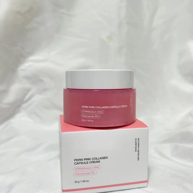 Korean PDRN Pink Collagen Capsule Cream with Niacinamide Cream for Uneven Skin Tone Lightweight Face Moisturizer Non Greasy care - PrimeNest