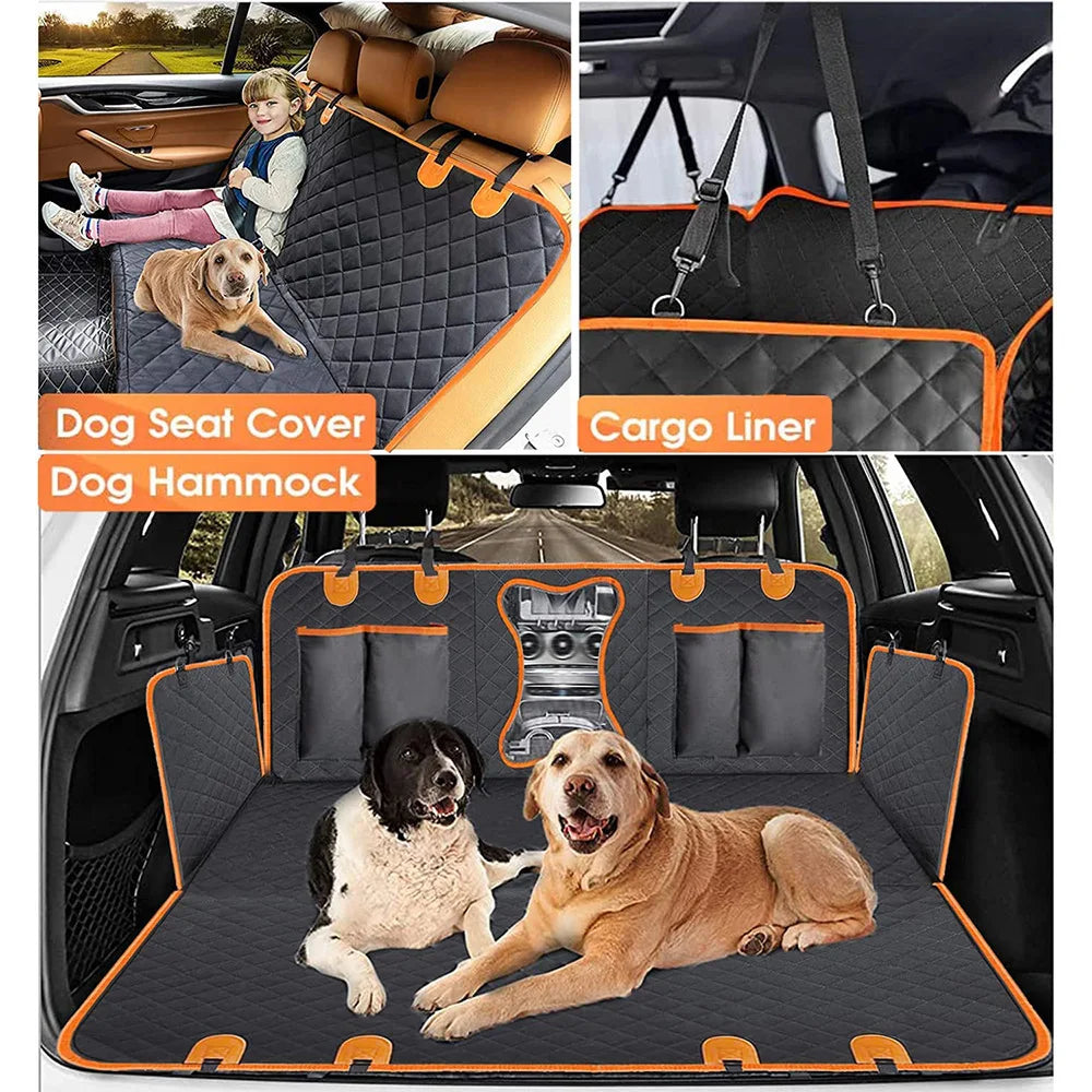 Waterproof Pet Car Seat Cover with Mesh Window (Plaid)