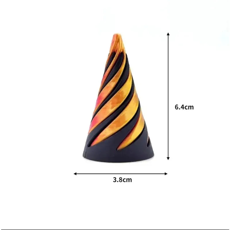 3D Spiral Cone Pyramid Sculpture | Optical Illusion Desk Ornament
