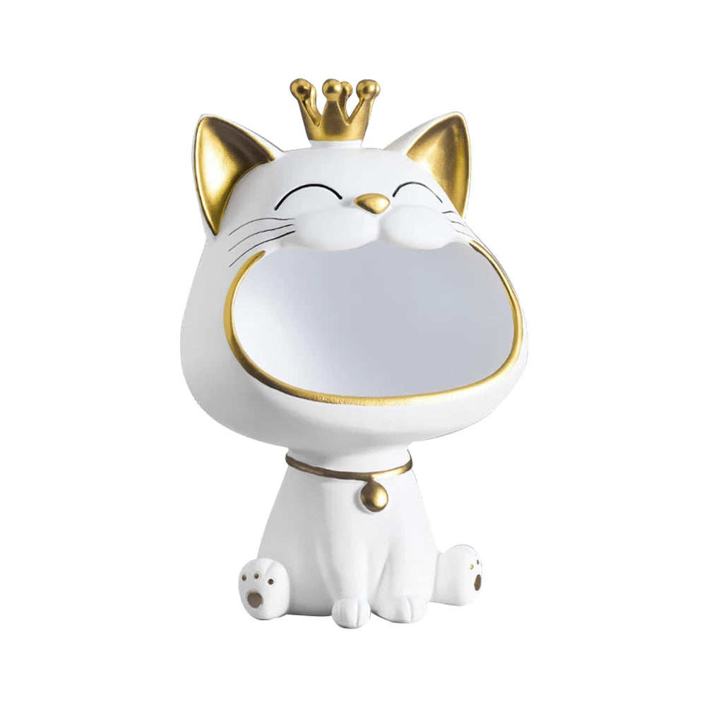 Lucky Cat Storage Statue | Resin Desktop Organiser & Home Décor Ornament