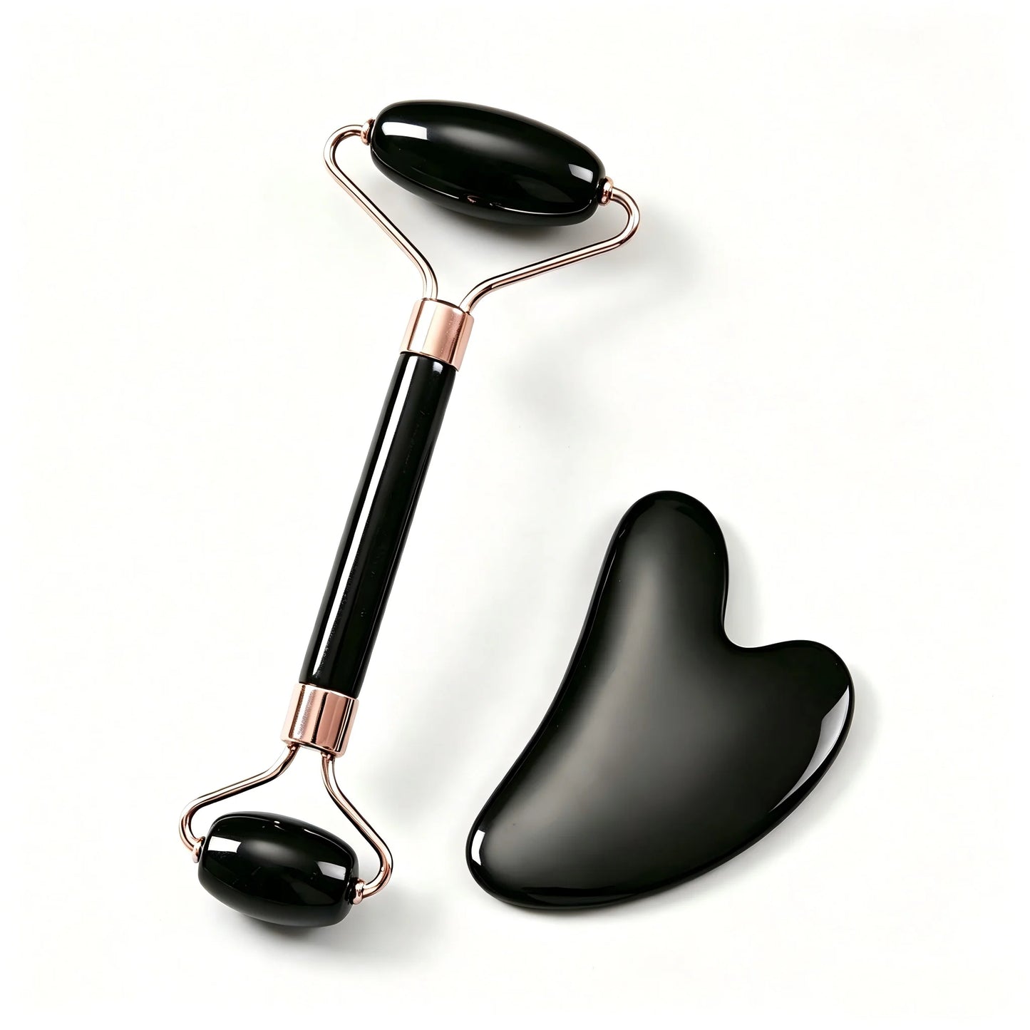 Natural Jade Roller & Gua Sha Board Set Double Head Facial Massager Anti-Aging Skin Care Tool