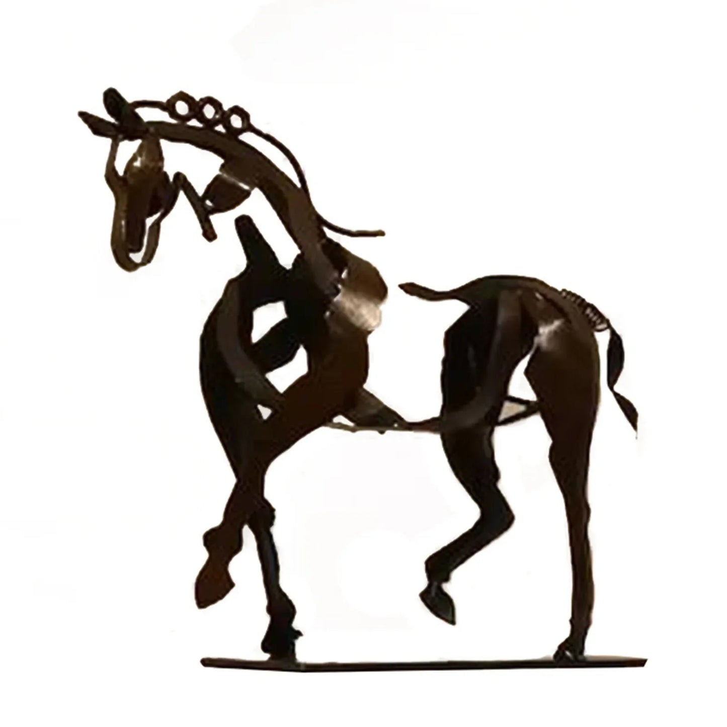 Abstract Horse Sculpture with String Lights
