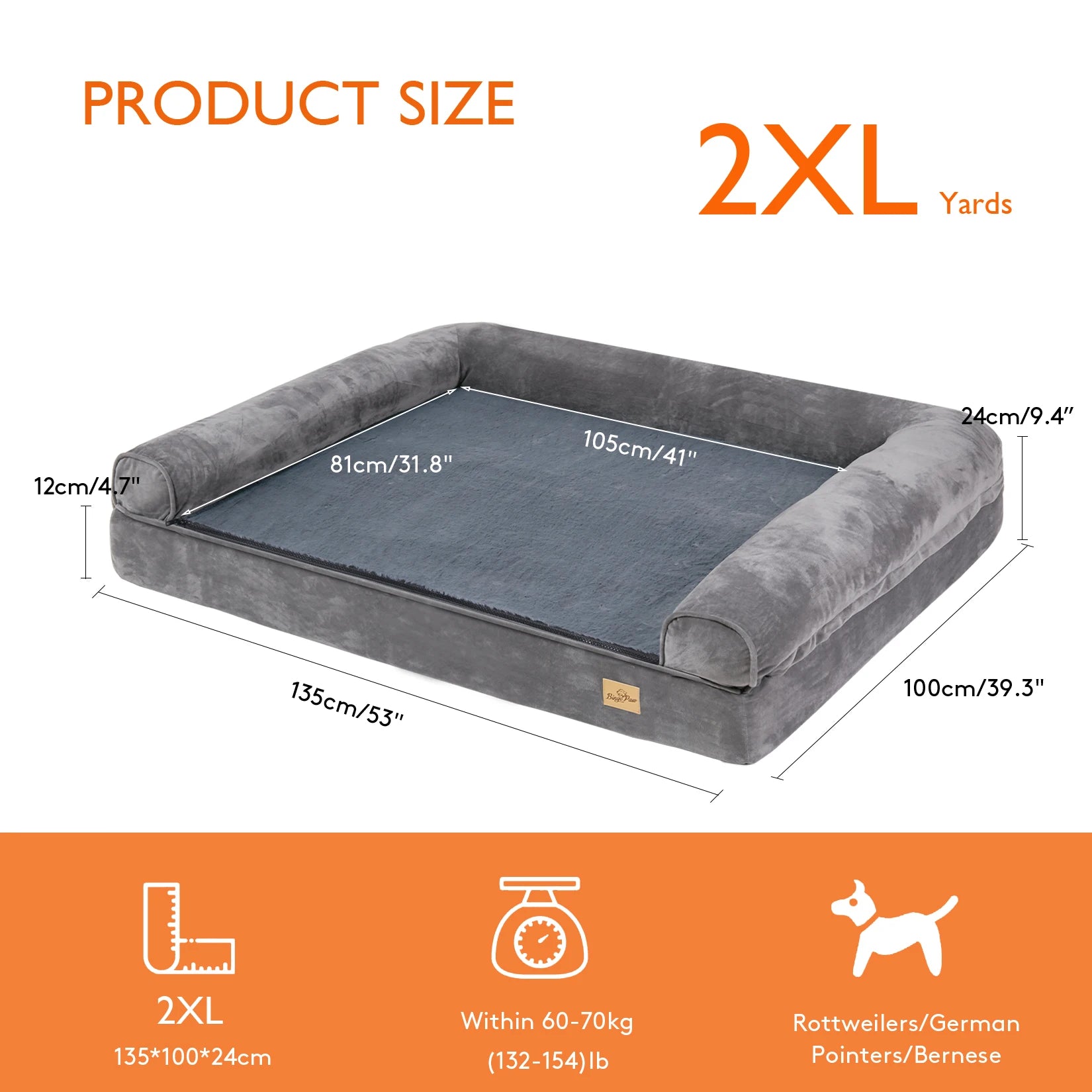 Dog Bed Extra Large Orthopedic Pet Mattress Couch Sleeping Bed Cushion with Removable Washable Cover Soft Sponge Foam - PrimeNest