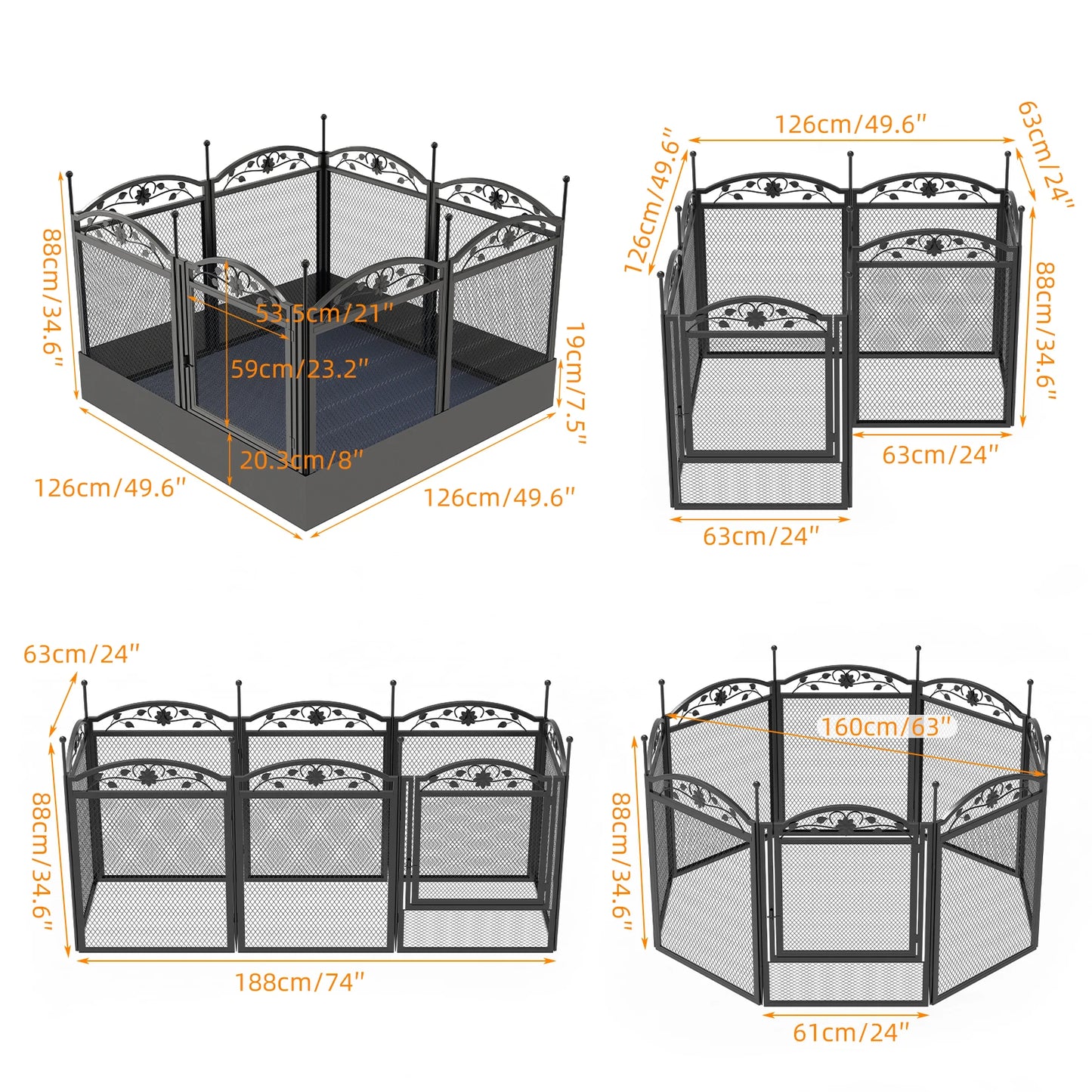 8 Panels DIY Heavy Duty Dog Playpen Pen Outdoor Indoor Dog Puppy Metal Fence with Waterproof Fertility Pad for Whelping,Training - PrimeNest