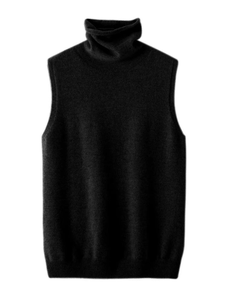 Merino Wool Sleeveless Turtleneck Vest