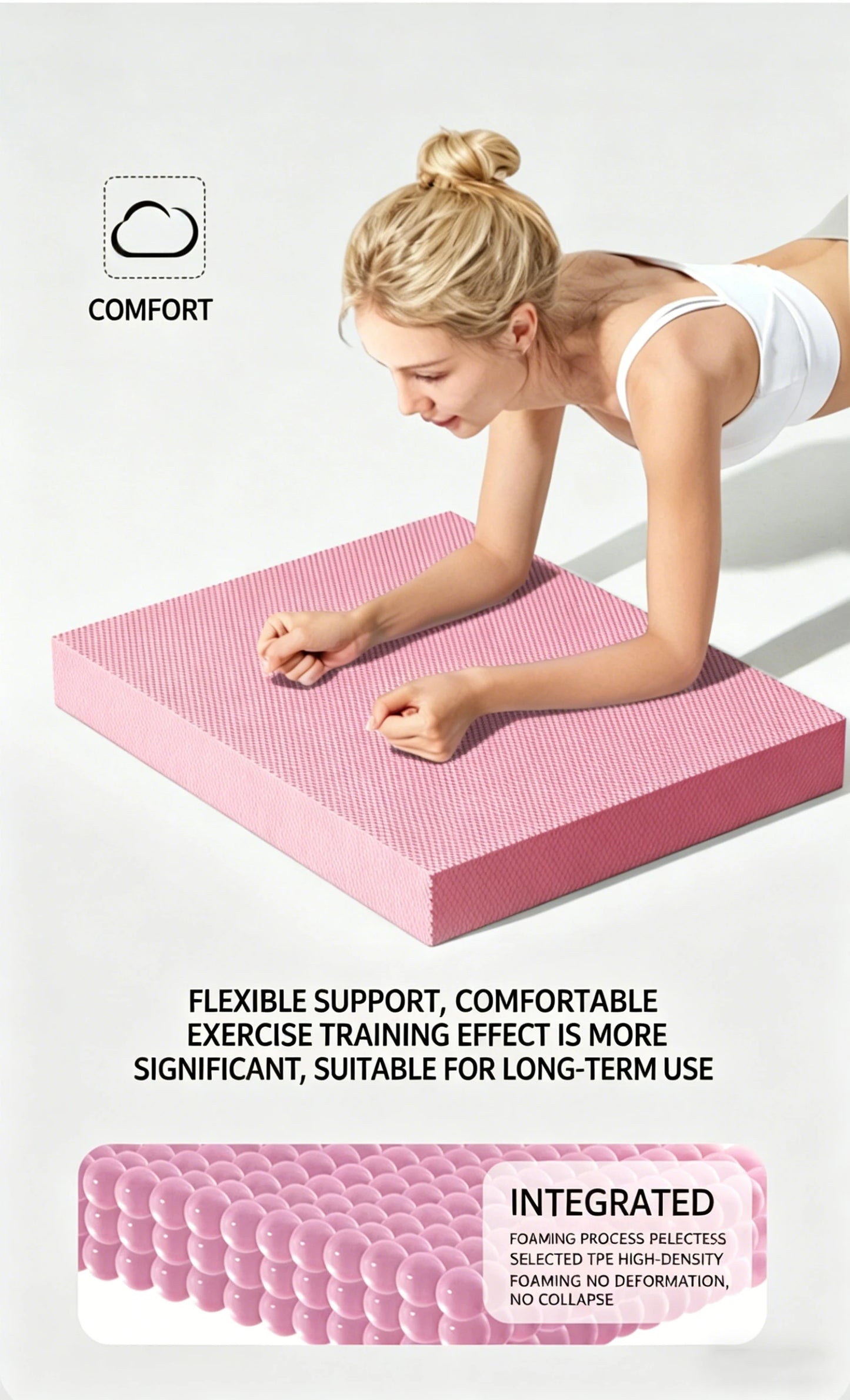 TPE Balance Pad Non-Slip Thickened High Rebound Foam Mat for Core Stability Yoga Fitness Training 50x40cm