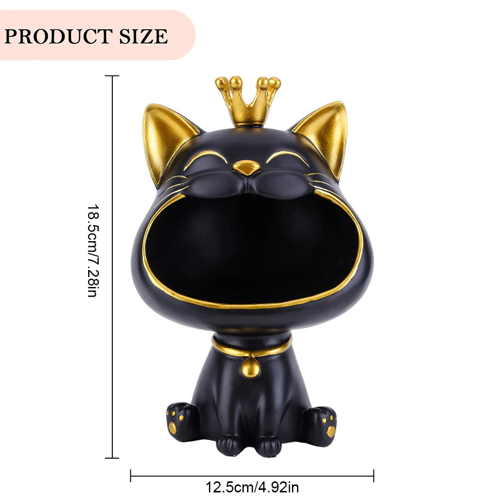 Lucky Cat Storage Statue | Resin Desktop Organiser & Home Décor Ornament