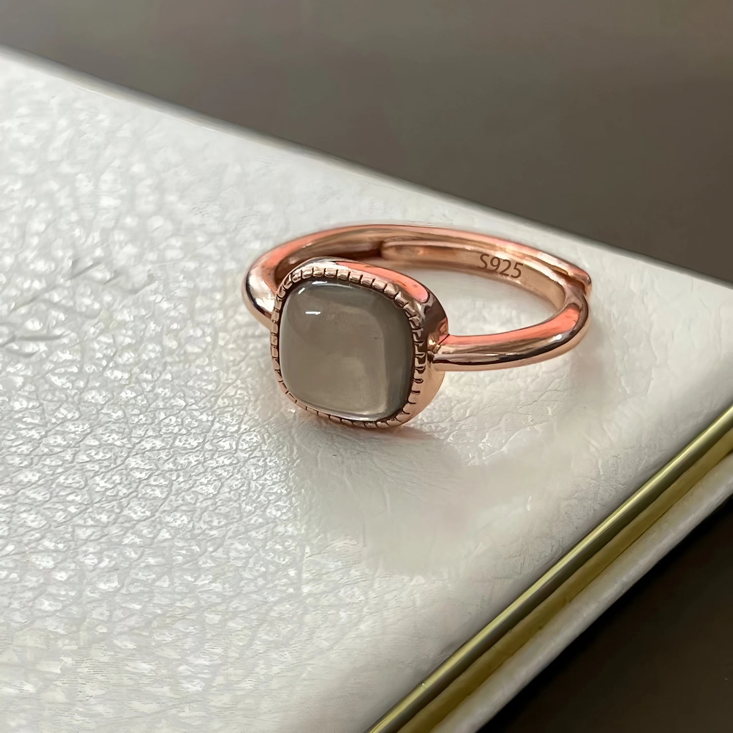 PANJBJ 925 Sterling Silver Hotan Jade Geometric Ring for Women Girl Adjustable Retro Delicate Jewelry Birthday Gift Dropshipping