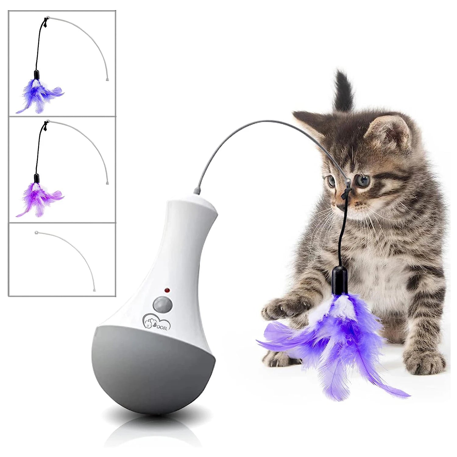 DOEL Cat Interactive Toys Funny Feather Kitten Teaser Indoor Play Automatic Toy Gift Cat Feather Toy - PrimeNest