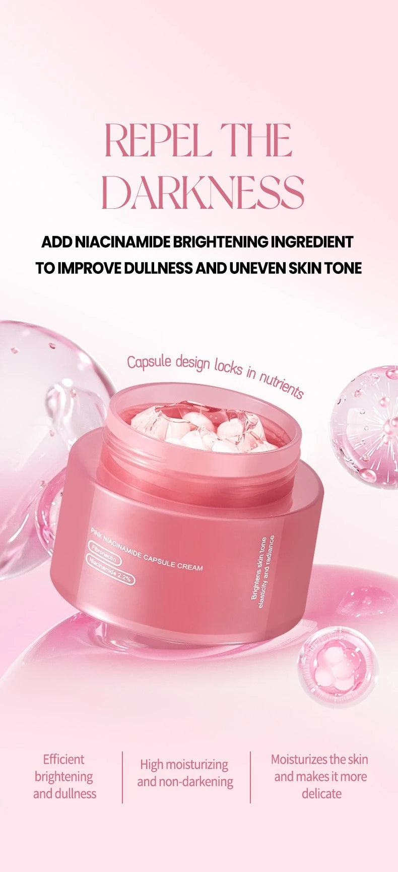 Korean PDRN Pink Collagen Capsule Cream with Niacinamide Cream for Uneven Skin Tone Lightweight Face Moisturizer Non Greasy care - PrimeNest